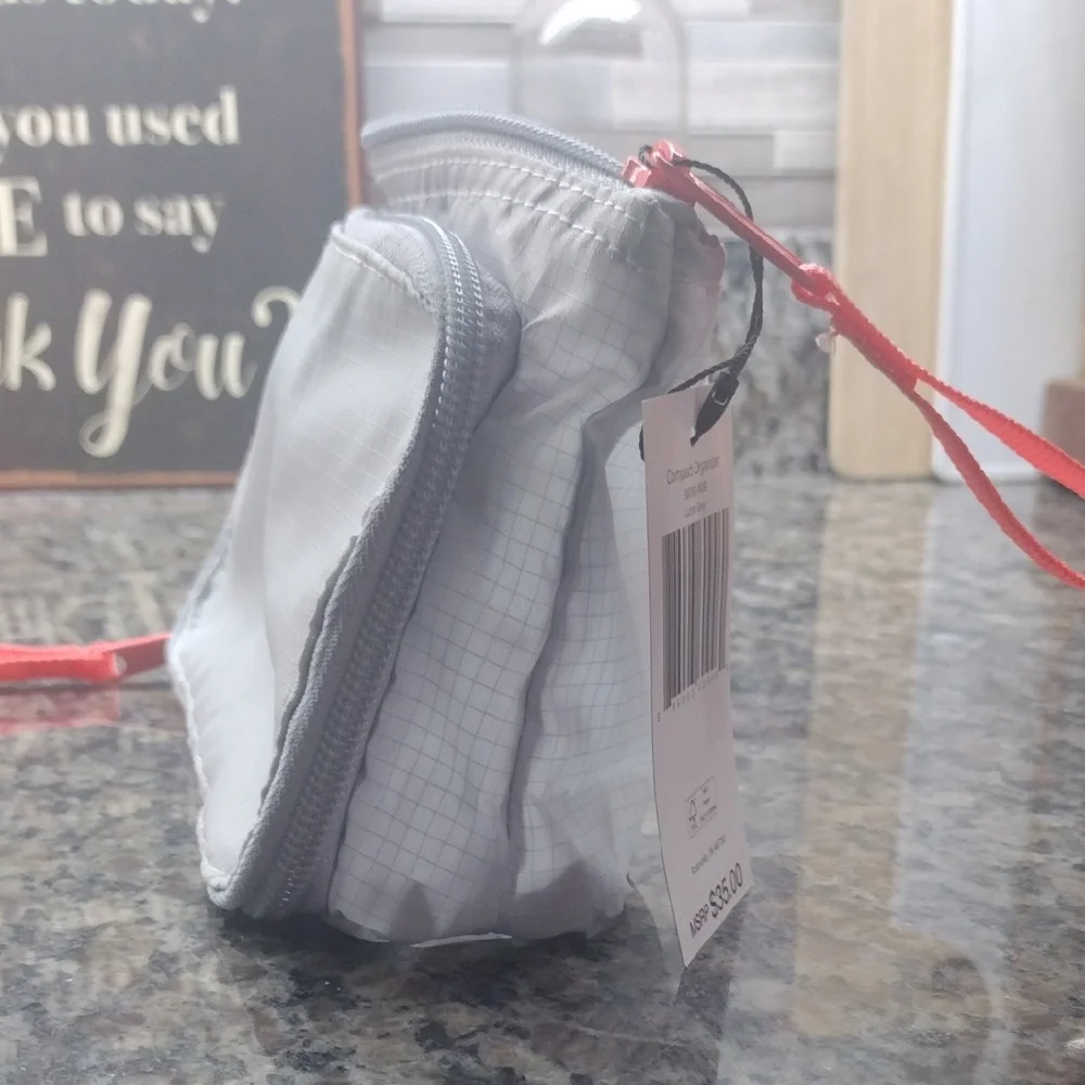 Light Gray Pouch with Pink Accents